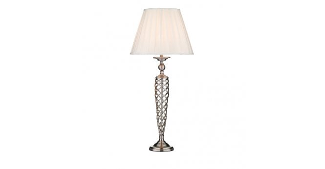 Där Lighting Siam Table Lamp Satin Chrome With Shade (Multipack)