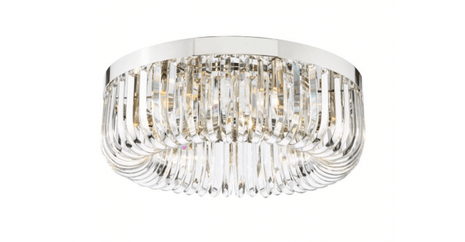 Där Lighting Sigourney 6 Light Flush Polished Nickel and Crystal