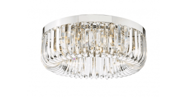 Sigourney 6 Light Flush Polished Nickel and Crystal