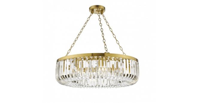 Där Lighting Sigourney 8 Light Pendant Satin Gold and Crystal