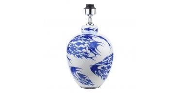 Simone Ceramic Table Lamp Blue & White Fish Pattern
