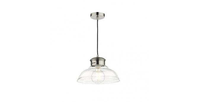 Där Lighting Siren 1 Light Single Pendant Antique Chrome Clear Glass