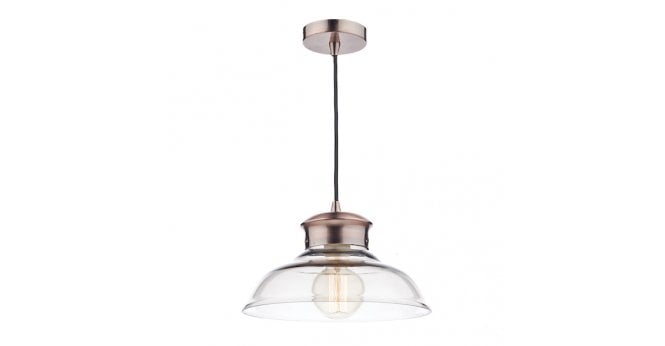 Där Lighting Siren Dome Pendant Glass & Antique Copper