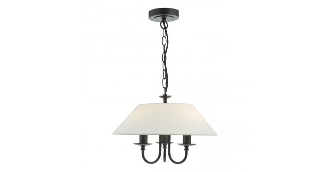 Där Lighting Sivan 3 Light Pendant Matt Black With Shade