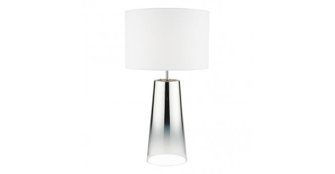 Där Lighting Smokey Table Lamp Clear & Chrome Ombre Glass With Shade