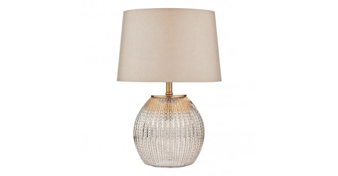 Där Lighting Sonia Dual Light Table Lamp Antique Brass & Silver Glass With Shade