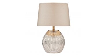 Sonia Dual Light Table Lamp Antique Brass & Silver Glass With Shade