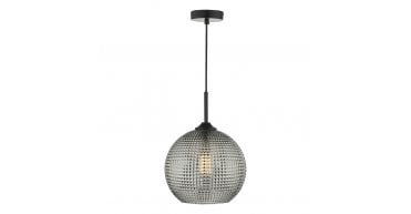Soren 1 Light Pendant Black And Smoked Textured Glass