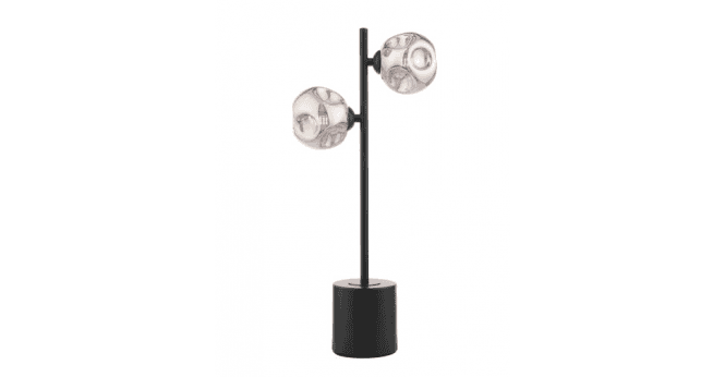 Där Lighting Spiral 2 Light Table Lamp Matt Black With Closed Organic Smoked Glass