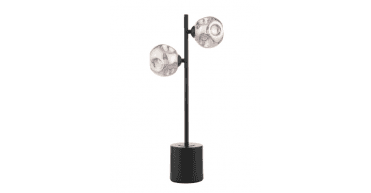 Spiral 2 Light Table Lamp Matt Black With Closed Organic Smoked Glass