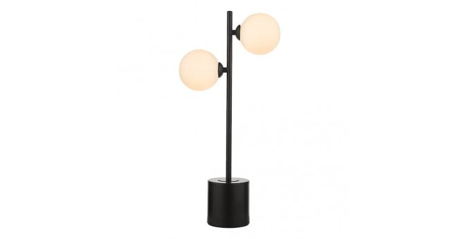 Där Lighting Spiral 2 Light Table Lamp Matt Black With Opal Glass