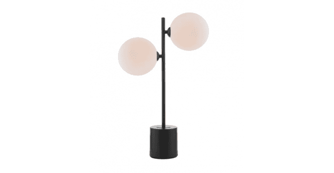 Där Lighting Spiral 2 Light Table Lamp Matt Black With Opal Glass