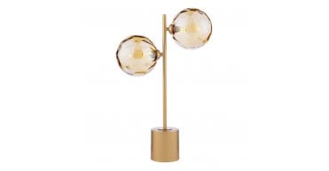 Spiral 2 Light Table Lamp Matt Gold With Amber Dimpled Glass