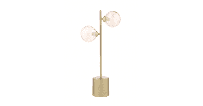 Där Lighting Spiral 2 Light Table Lamp Matt Gold With Twisted Amber Glass