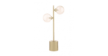 Spiral 2 Light Table Lamp Matt Gold With Twisted Amber Glass
