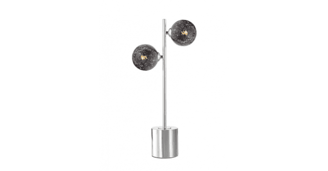 Där Lighting Spiral 2 Light Table Lamp Polished Chrome With Black Confetti Glass