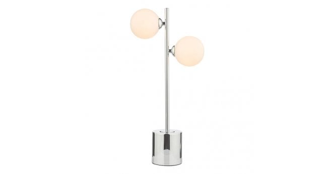 Där Lighting Spiral 2 Light Table Lamp Polished Chrome With Opal Glass