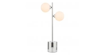 Spiral 2 Light Table Lamp Polished Chrome With Opal Glass