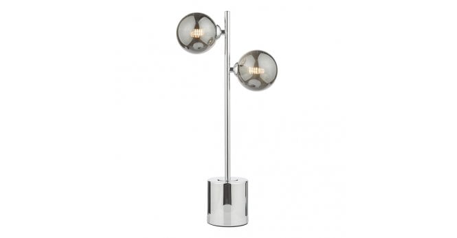 Där Lighting Spiral 2 Light Table Lamp Polished Chrome With Smoked Glass