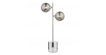 Spiral 2 Light Table Lamp Polished Chrome With Smoked Glass