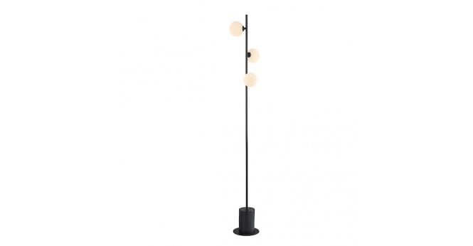 Där Lighting Spiral 3 Light Floor Lamp Matt Black & Opal Glass