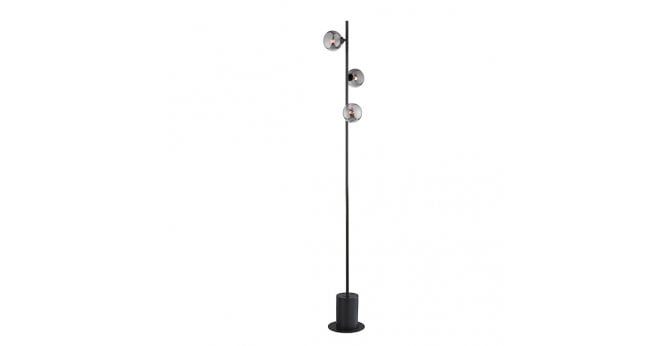 Där Lighting Spiral 3 Light Floor Lamp Matt Black & Smoked Glass