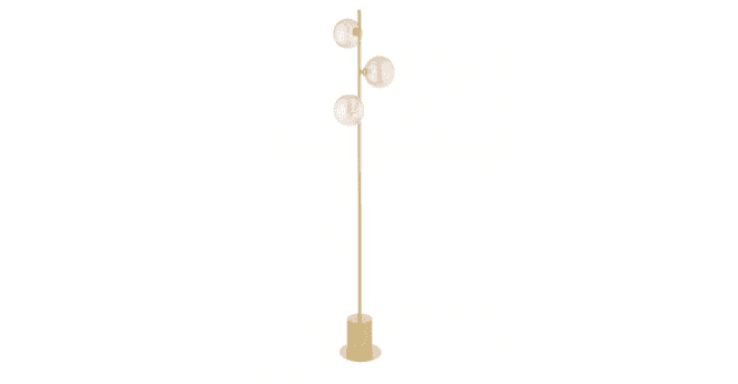 Där Lighting Spiral 3 Light Floor Lamp Matt Gold With Twisted Amber Glass