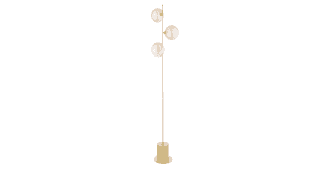 Spiral 3 Light Floor Lamp Matt Gold With Twisted Amber Glass