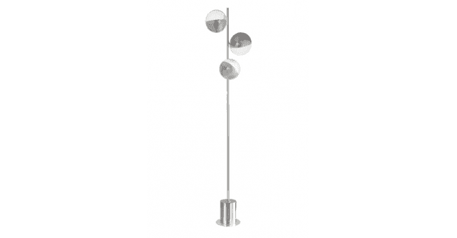 Där Lighting Spiral 3 Light Floor Lamp Polished Chrome With Smoked/Clear Ribbed Glass
