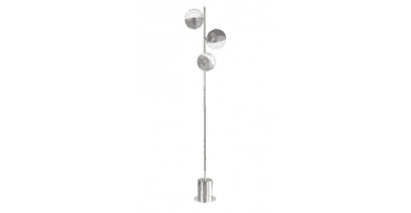 Spiral 3 Light Floor Lamp Polished Chrome With Smoked/Clear Ribbed Glass