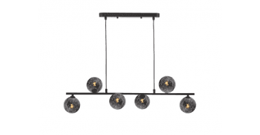 Spiral 6 Light Bar Pendant Matt Black With Black Confetti Glass