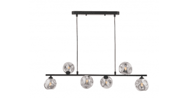Spiral 6 Light Bar Pendant Matt Black With Closed Organic Smoked Glass