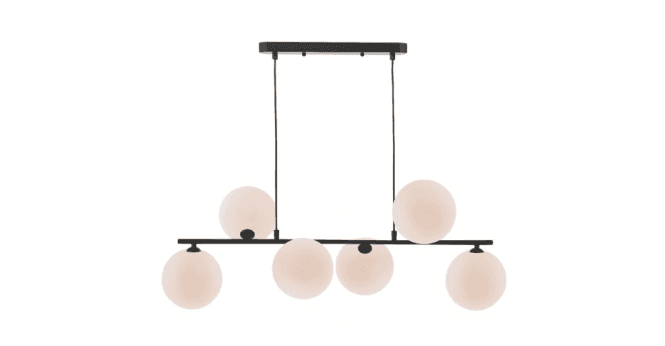 Där Lighting Spiral 6 Light Bar Pendant Matt Black With Opal Glass