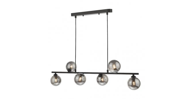 Där Lighting Spiral 6 Light Bar Pendant Matt Black With Smoked Glass