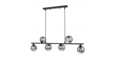 Spiral 6 Light Bar Pendant Matt Black With Smoked Glass