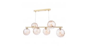 Spiral 6 Light Bar Pendant Matt Gold & Champagne Dimpled Glass
