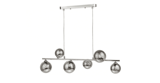 Där Lighting Spiral 6 Light Bar Pendant Polished Chrome and Smoked Glass