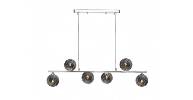Där Lighting Spiral 6 Light Bar Pendant Polished Chrome With Black Confetti Glass