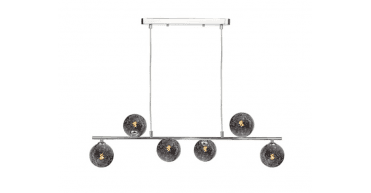 Spiral 6 Light Bar Pendant Polished Chrome With Black Confetti Glass