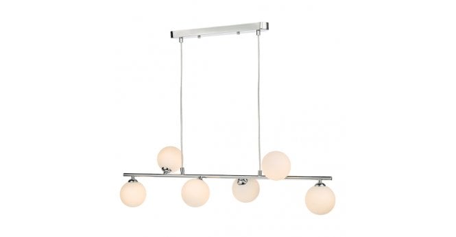 Där Lighting Spiral 6 Light Bar Pendant Polished Chrome With Opal Glass