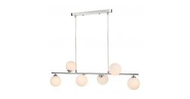 Spiral 6 Light Bar Pendant Polished Chrome With Opal Glass