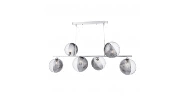 Spiral 6 Light Bar Pendant Polished Chrome With Smoked/Clear Ribbed Glass