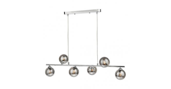 Där Lighting Spiral 6 Light Bar Pendant Polished Chrome With Smoked Glass