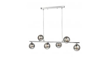 Spiral 6 Light Bar Pendant Polished Chrome With Smoked Glass