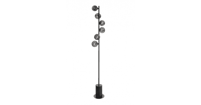 Där Lighting Spiral 6 Light Floor Lamp Matt Black With Black Confetti Glass