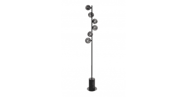 Spiral 6 Light Floor Lamp Matt Black With Black Confetti Glass