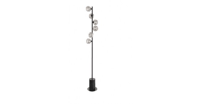 Där Lighting Spiral 6 Light Floor Lamp Matt Black With Closed Organic Smoked Glass