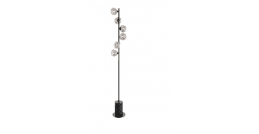 Spiral 6 Light Floor Lamp Matt Black With Closed Organic Smoked Glass