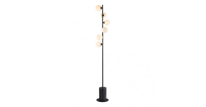 Där Lighting Spiral 6 Light Floor Lamp Matt Black With Opal Glass
