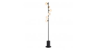 Spiral 6 Light Floor Lamp Matt Black With Opal Glass